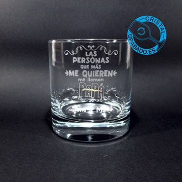Vaso de whisky grabado con motivo del día del padre